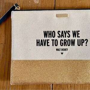 Kate Spade x Disney wristlet clutch “Who Says we have to Grow Up” glitter 💫